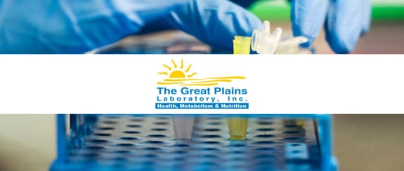 Sample test tubes in rack with The Great Plains Lab logo