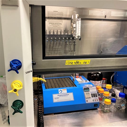 MULTIVAP Nitrogen Evaporator in MD Anderson's fume hood