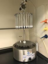 Organomation's 24 Position N-EVAP Nitrogen Evaporator located in the fume hood of Harvard's lab