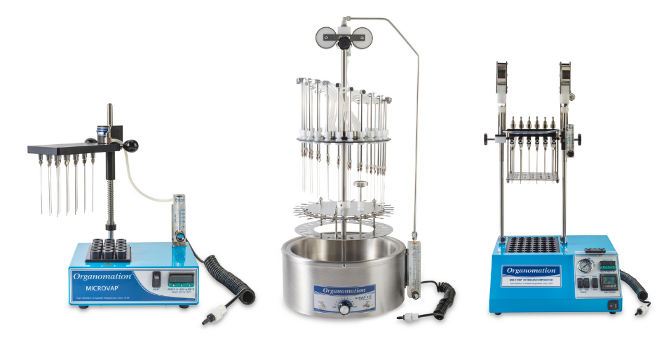 Organomation MICROVAP, MULTIVAP, and N-EVAP benchtop evaporators 