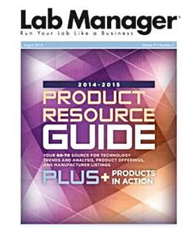 Front cover of Lab Manager's 2014-2015 product resource guide